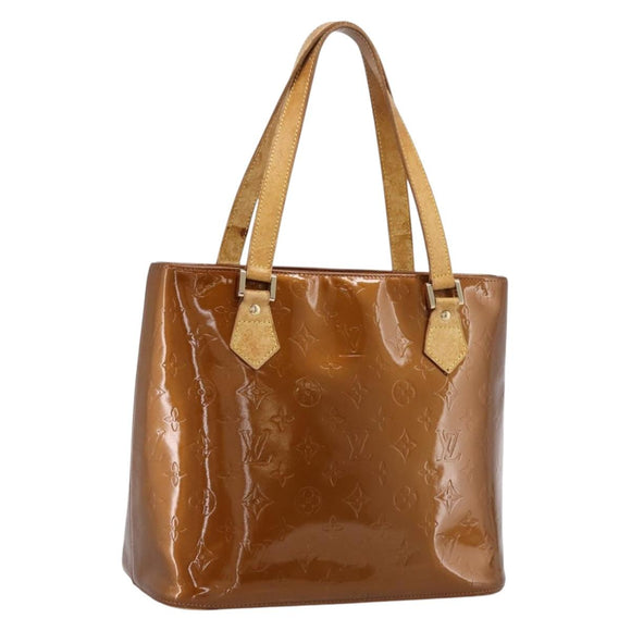 LOUIS VUITTON Monogram Vernis Houston Hand Bag Bronze M91122 LV Auth ka5876
