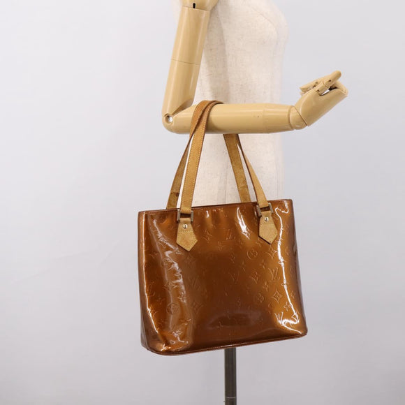 LOUIS VUITTON Monogram Vernis Houston Hand Bag Bronze M91122 LV Auth ka5876