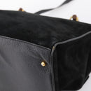 GUCCI Bamboo Hand Bag Suede 2way Black Gold 002 2855 0322 0 Auth ka5877-14