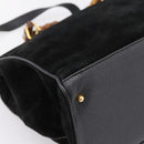 GUCCI Bamboo Hand Bag Suede 2way Black Gold 002 2855 0322 0 Auth ka5877-15