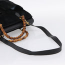 GUCCI Bamboo Hand Bag Suede 2way Black Gold 002 2855 0322 0 Auth ka5877-9