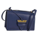 LOEWE Barcelona Shoulder Bag Leather Blue Gold Auth ka587V-1