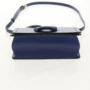 LOEWE Barcelona Shoulder Bag Leather Blue Gold Auth ka587V-5