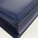 LOEWE Barcelona Shoulder Bag Leather Blue Gold Auth ka587V-14