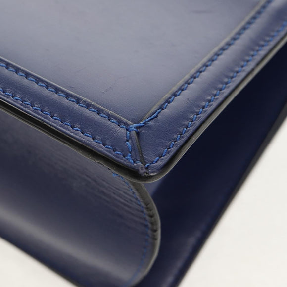 LOEWE Barcelona Shoulder Bag Leather Blue Gold Auth ka587V