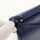 LOEWE Barcelona Shoulder Bag Leather Blue Gold Auth ka587V-16
