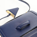 LOEWE Barcelona Shoulder Bag Leather Blue Gold Auth ka587V-21