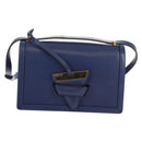 LOEWE Barcelona Shoulder Bag Leather Blue Gold Auth ka587V-2
