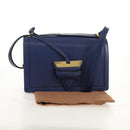 LOEWE Barcelona Shoulder Bag Leather Blue Gold Auth ka587V-12