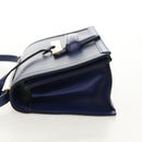 LOEWE Barcelona Shoulder Bag Leather Blue Gold Auth ka587V-4