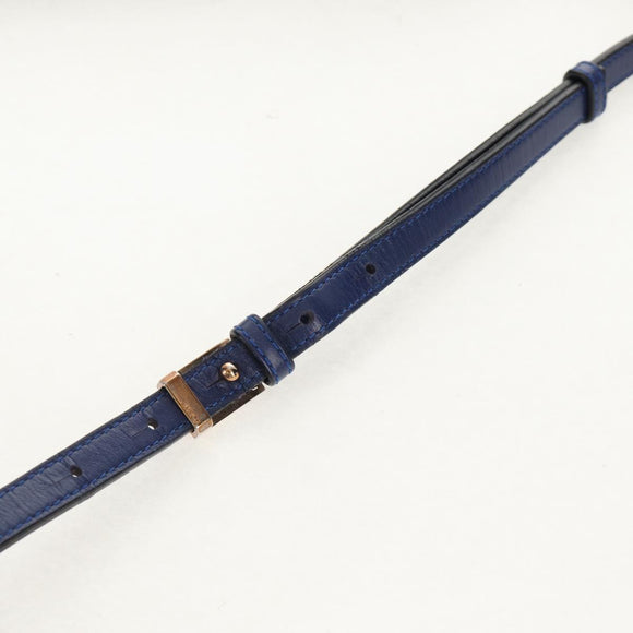 LOEWE Barcelona Shoulder Bag Leather Blue Gold Auth ka587V