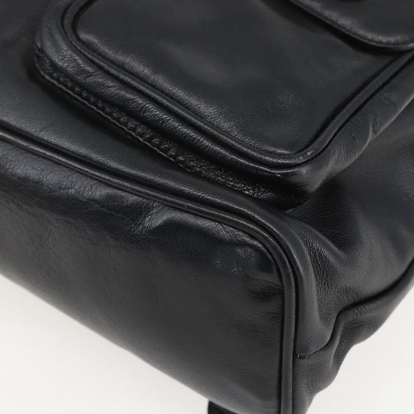 GUCCI Bamboo Backpack Leather Black Gold 003 2058 0016 Auth ka588