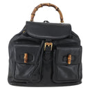 GUCCI Bamboo Backpack Leather Black Gold 003 2058 0016 Auth ka588-2