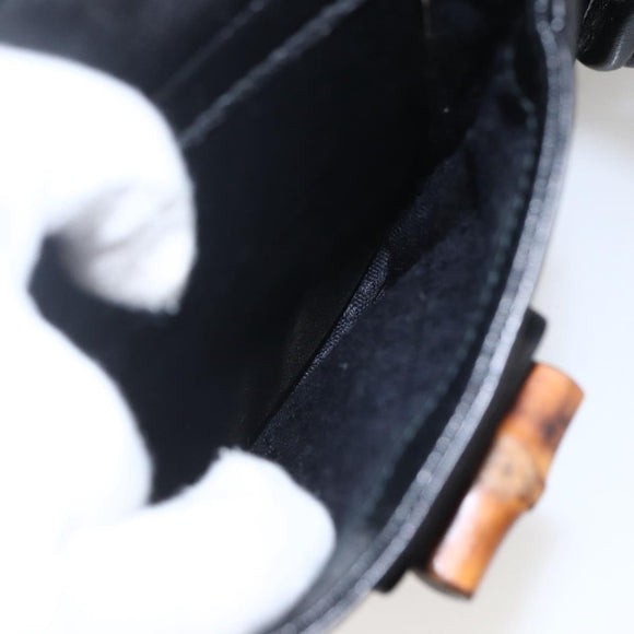 GUCCI Bamboo Backpack Leather Black Gold 003 2058 0016 Auth ka588