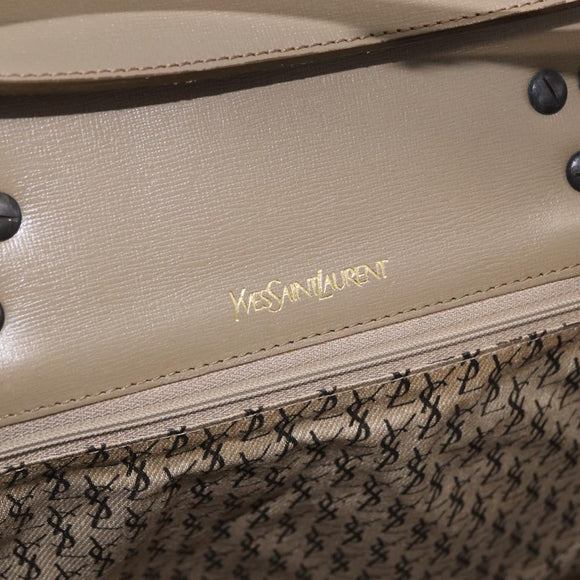 SAINT LAURENT Hand Bag Leather PVC Beige Auth ka5883