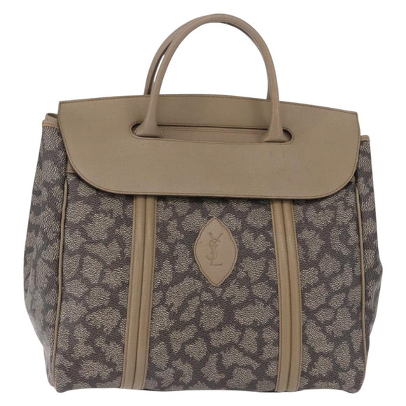 SAINT LAURENT Hand Bag Leather PVC Beige Auth ka5883