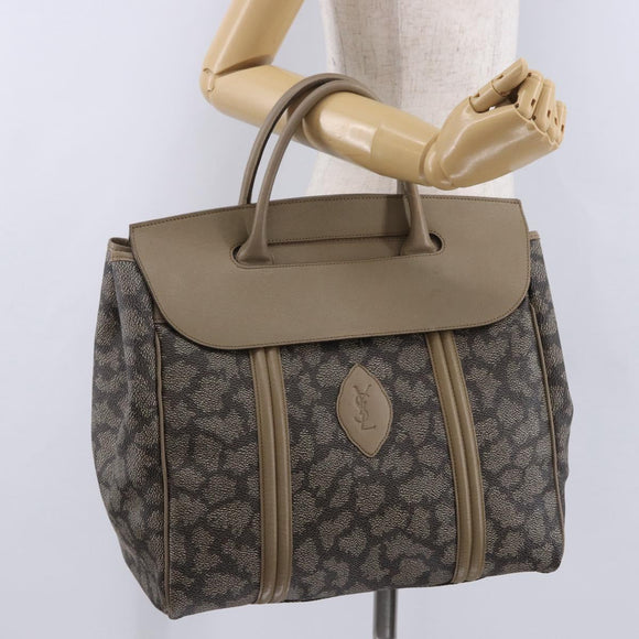 SAINT LAURENT Hand Bag Leather PVC Beige Auth ka5883
