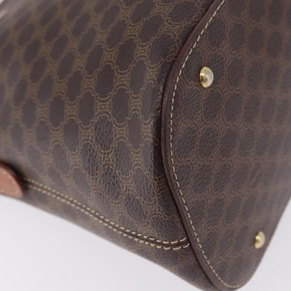 CELINE Macadam Canvas Hand Bag PVC Leather Brown Gold Auth ka5884