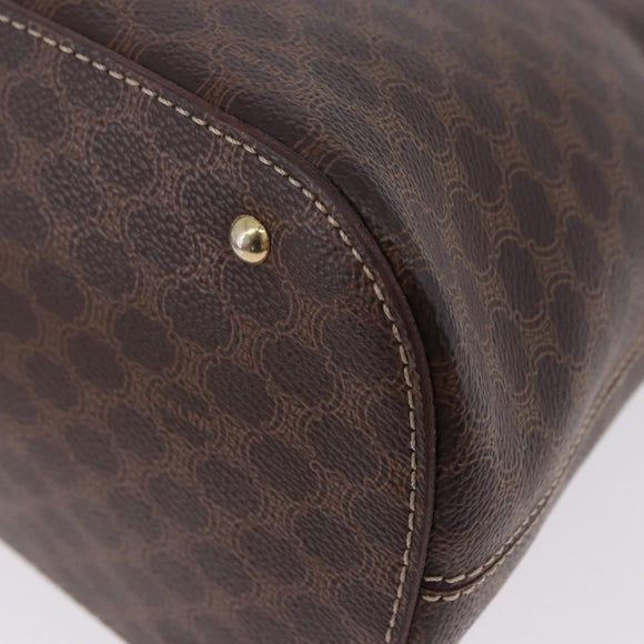 CELINE Macadam Canvas Hand Bag PVC Leather Brown Gold Auth ka5884