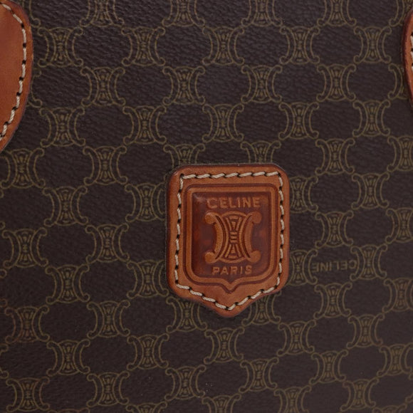 CELINE Macadam Canvas Hand Bag PVC Leather Brown Gold Auth ka5884