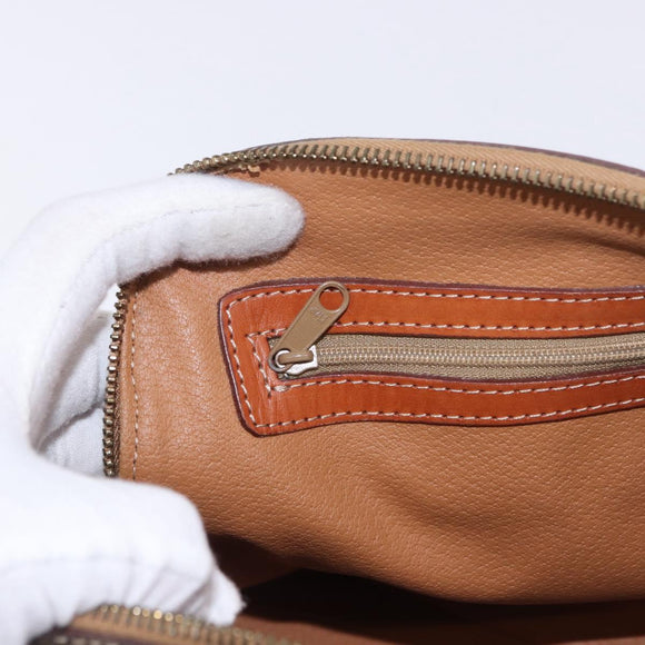 CELINE Macadam Canvas Hand Bag PVC Leather Brown Gold Auth ka5884