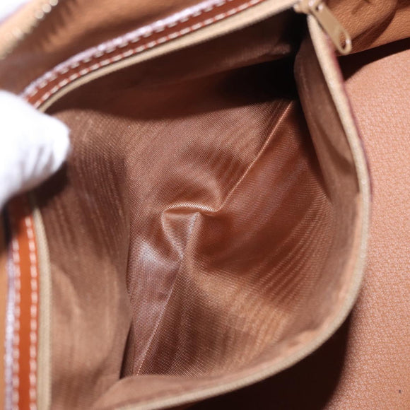 CELINE Macadam Canvas Hand Bag PVC Leather Brown Gold Auth ka5884