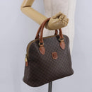 CELINE Macadam Canvas Hand Bag PVC Leather Brown Gold Auth ka5884-23
