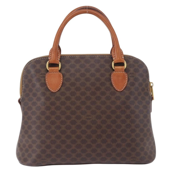 CELINE Macadam Canvas Hand Bag PVC Leather Brown Gold Auth ka5884