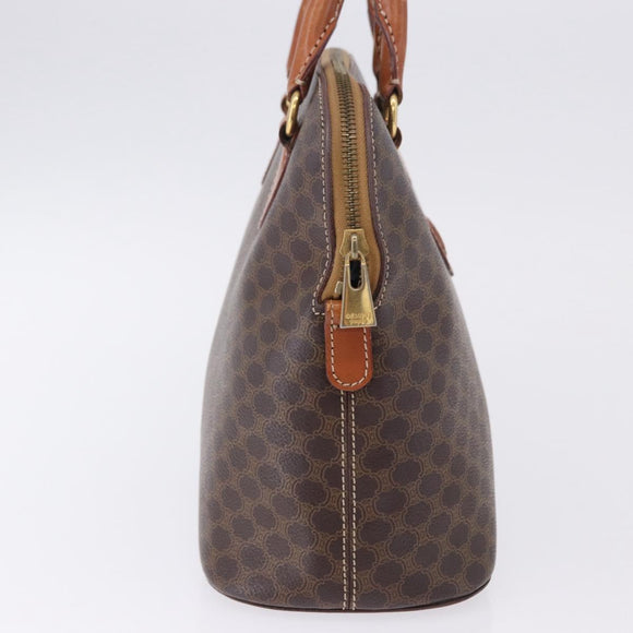 CELINE Macadam Canvas Hand Bag PVC Leather Brown Gold Auth ka5884