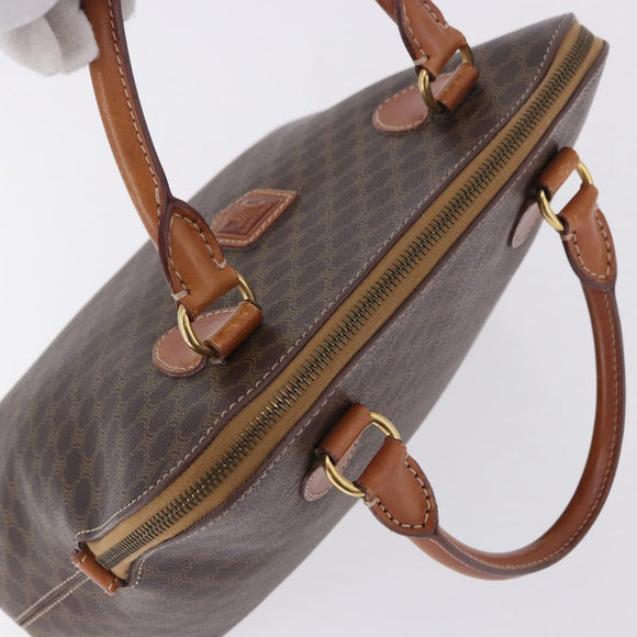CELINE Macadam Canvas Hand Bag PVC Leather Brown Gold Auth ka5884