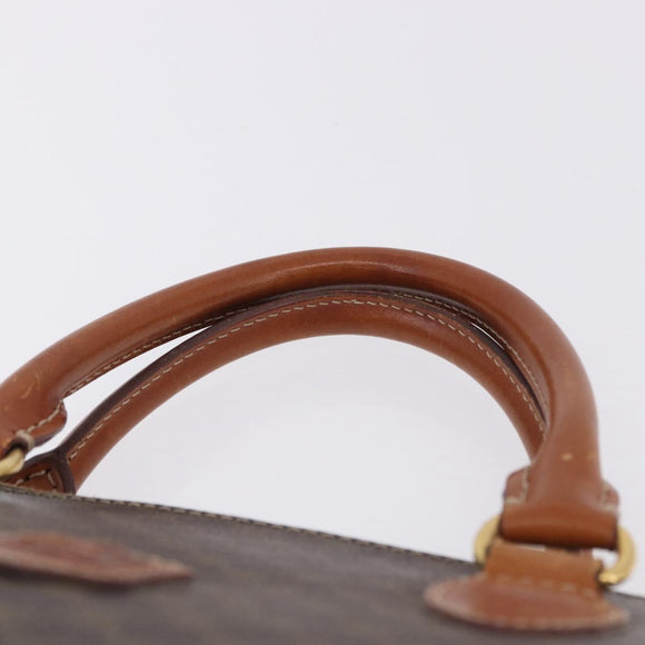 CELINE Macadam Canvas Hand Bag PVC Leather Brown Gold Auth ka5884
