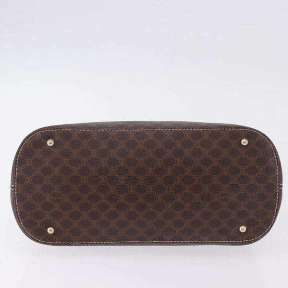 CELINE Macadam Canvas Hand Bag PVC Leather Brown Gold Auth ka5884