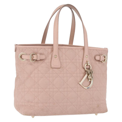 Christian Dior Canage Hand Bag Coated Canvas Pink Gold Auth ka5885