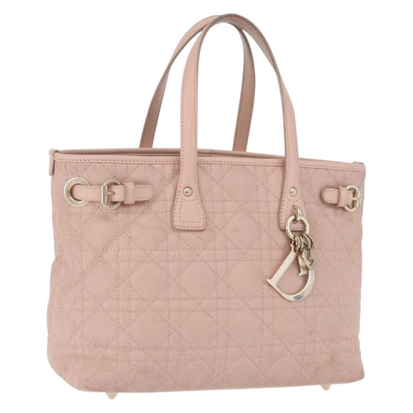 Christian Dior Canage Hand Bag Coated Canvas Pink Gold Auth ka5885