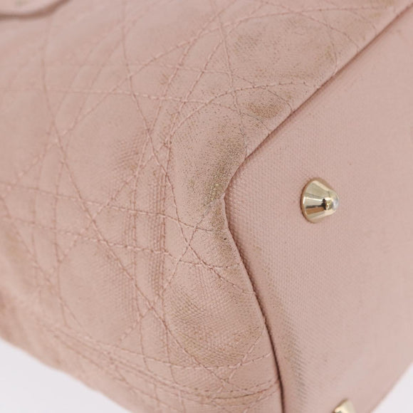 Christian Dior Canage Hand Bag Coated Canvas Pink Gold Auth ka5885