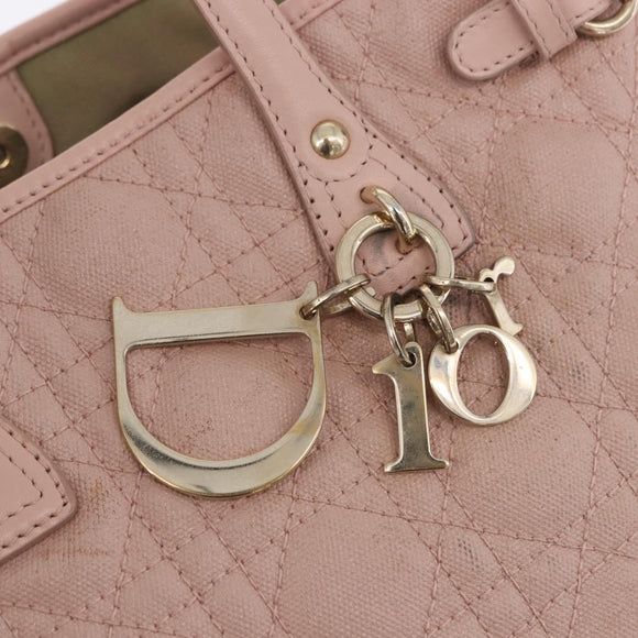 Christian Dior Canage Hand Bag Coated Canvas Pink Gold Auth ka5885