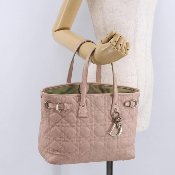 Christian Dior Canage Hand Bag Coated Canvas Pink Gold Auth ka5885