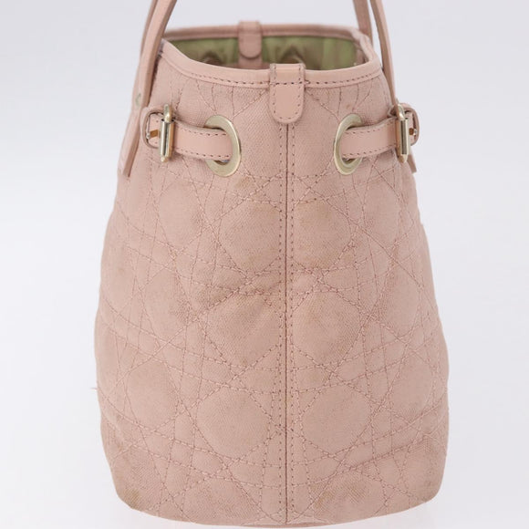 Christian Dior Canage Hand Bag Coated Canvas Pink Gold Auth ka5885