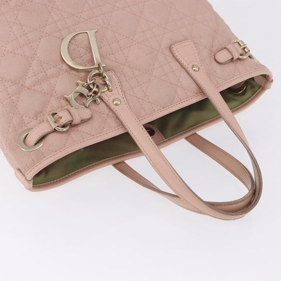 Christian Dior Canage Hand Bag Coated Canvas Pink Gold Auth ka5885