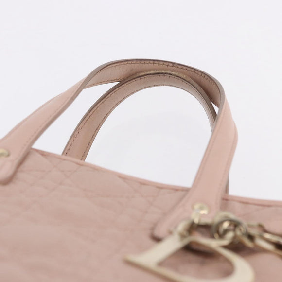 Christian Dior Canage Hand Bag Coated Canvas Pink Gold Auth ka5885