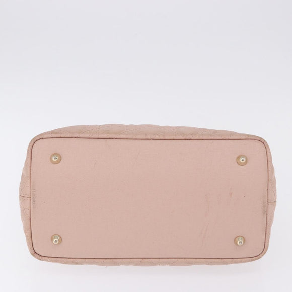 Christian Dior Canage Hand Bag Coated Canvas Pink Gold Auth ka5885