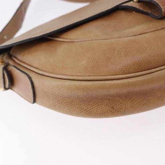 LOEWE Shoulder Bag Leather Beige Gold Auth ka5886