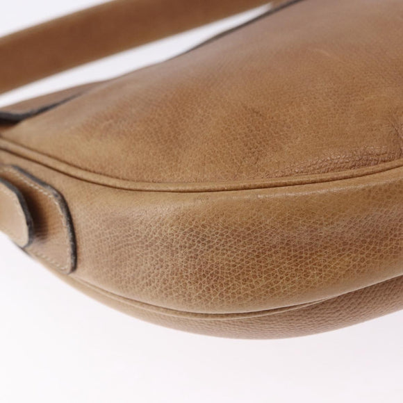 LOEWE Shoulder Bag Leather Beige Gold Auth ka5886