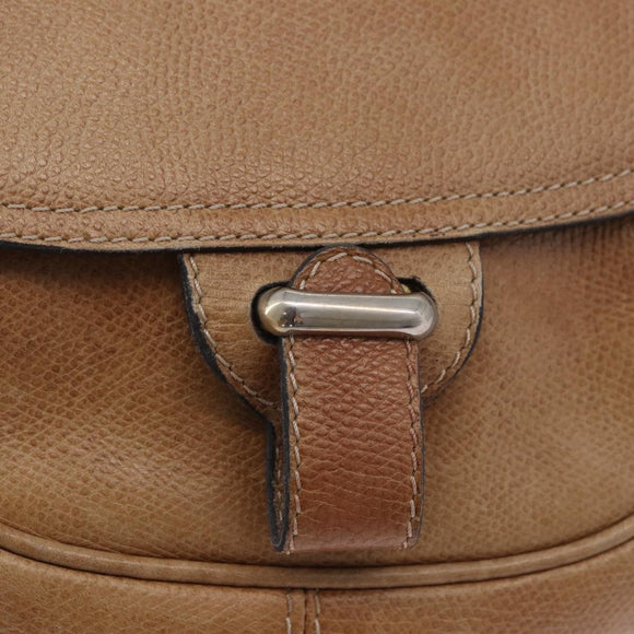 LOEWE Shoulder Bag Leather Beige Gold Auth ka5886