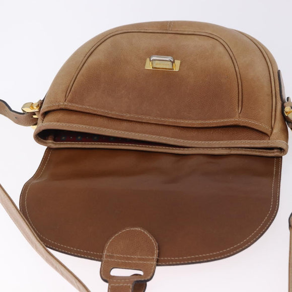 LOEWE Shoulder Bag Leather Beige Gold Auth ka5886