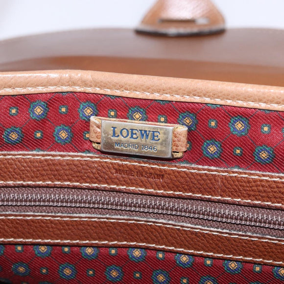 LOEWE Shoulder Bag Leather Beige Gold Auth ka5886
