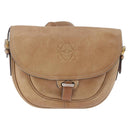 LOEWE Shoulder Bag Leather Beige Gold Auth ka5886-13