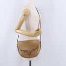 LOEWE Shoulder Bag Leather Beige Gold Auth ka5886-23