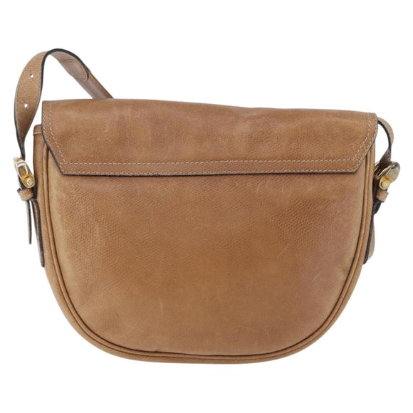 LOEWE Shoulder Bag Leather Beige Gold Auth ka5886