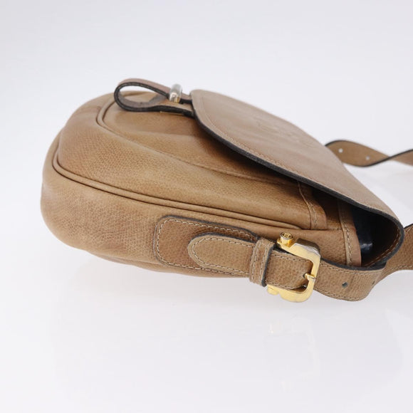 LOEWE Shoulder Bag Leather Beige Gold Auth ka5886